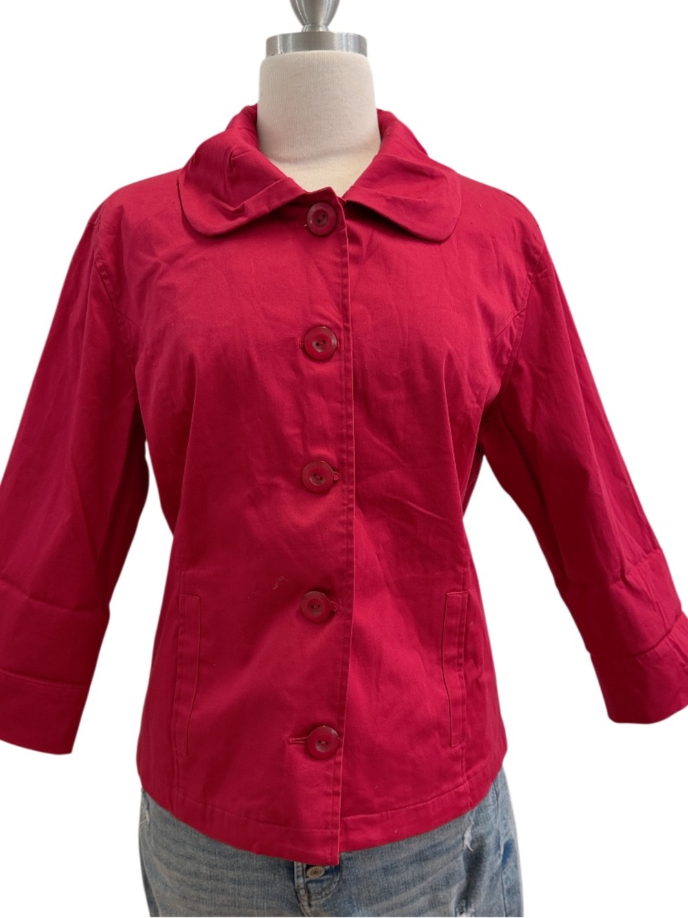 NWT- CHICO’S Bright Raspberry Short-Sleeve Button Jacket - Picture 6 of 7